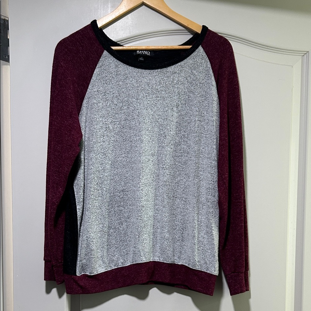 Buffalo David Bitton Charcoal and Light Gray Knit Top